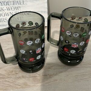 Vintage 1970s smoked glass beer mugs